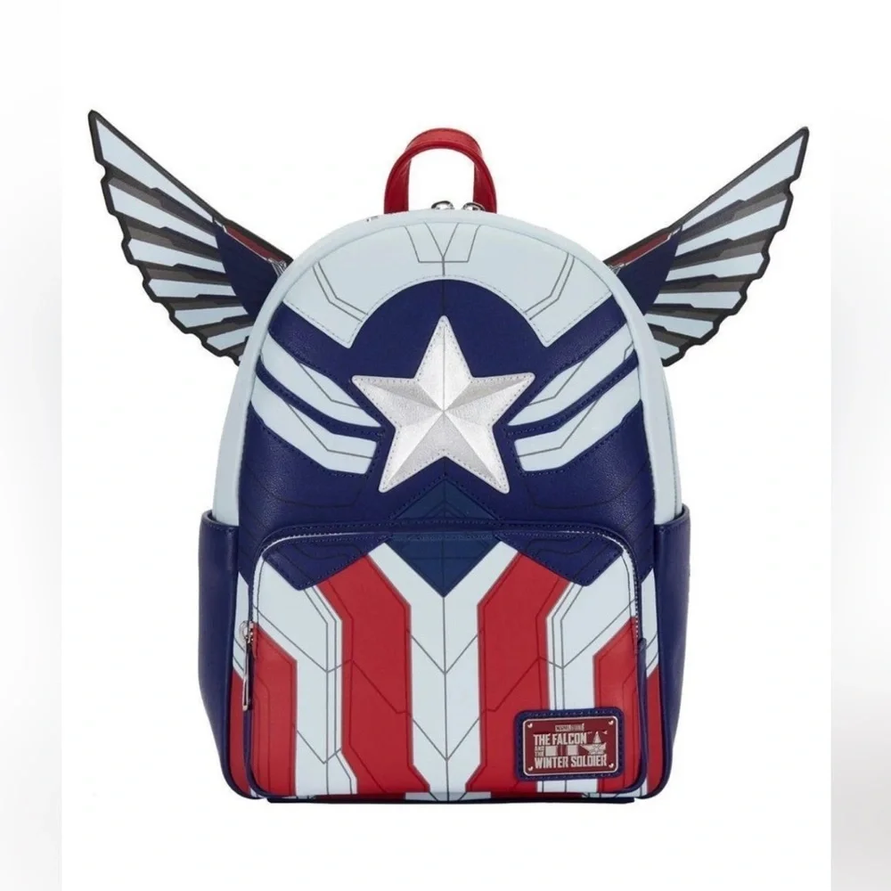 “Set” Loungefly Marvel Falcon Captain America Cosplay Mini Backpack and Wallet